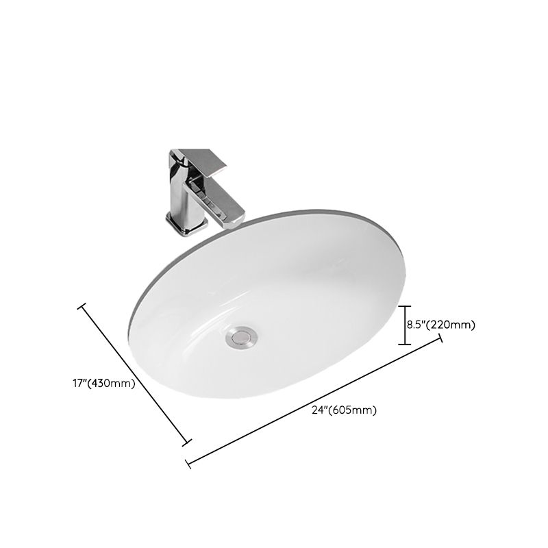 Modern Oval Wash Stand Ceramic Metal Undermount Bathroom Sink