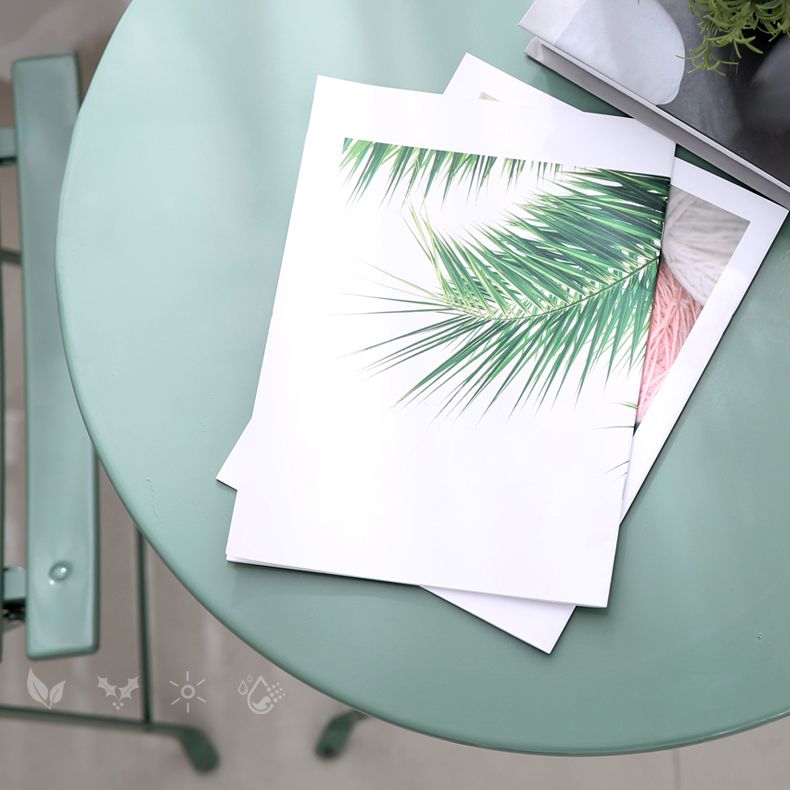 Boho Style Dining Set Metal Round 3 Pieces Patio Dining Table Set