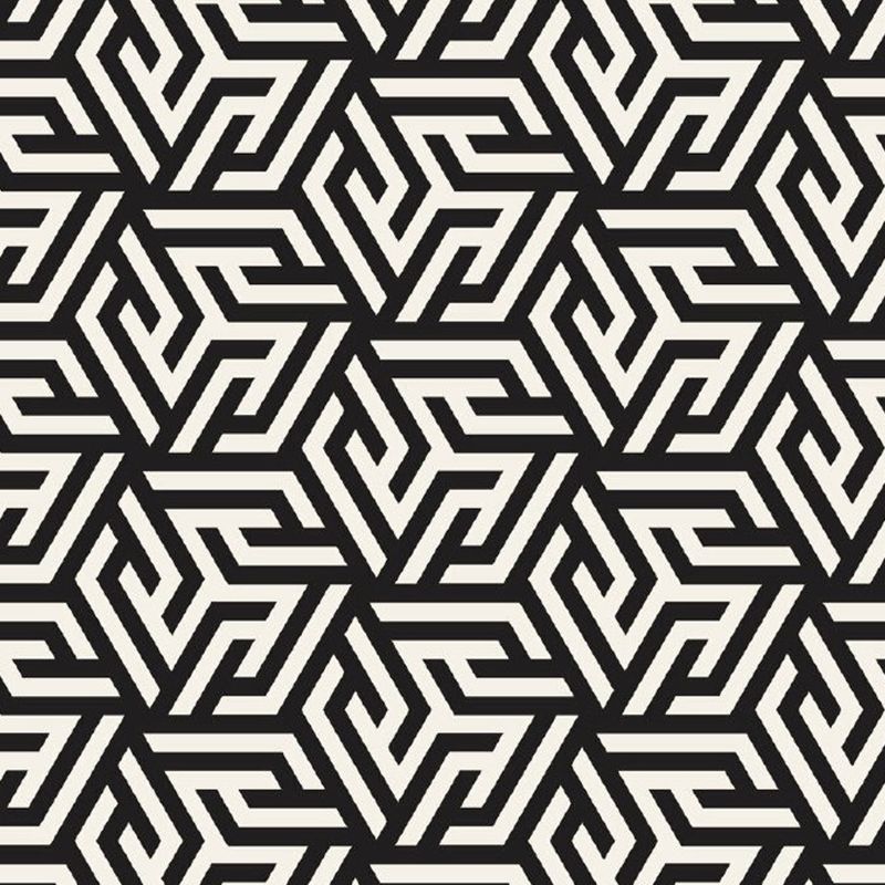 Geometry Maze Mural Wallpaper Modern Style Non-Woven Wall Decor in Black and White