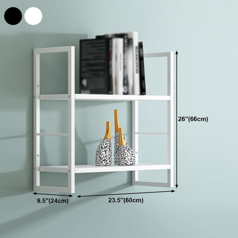 Industrial Wall Mounted Bookshelf Black and White Iron Shelf for Home