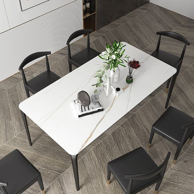 Iron and Slate Table Glam Style Home Rectangular Living Room Dining Table