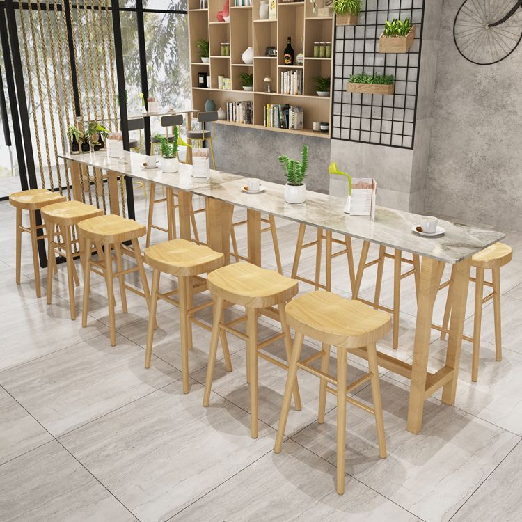 Modern Marble Counter Table with Rectangle Table Top Natural Trestle Table - 42" H