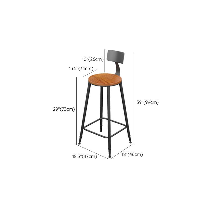 Industrial Metal Bar Stool Low Back Bar Stool with Black Base