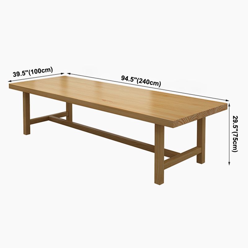 Mesa de comedor informal rectangular, mesa con base de caballete de Color madera, madera maciza de pino