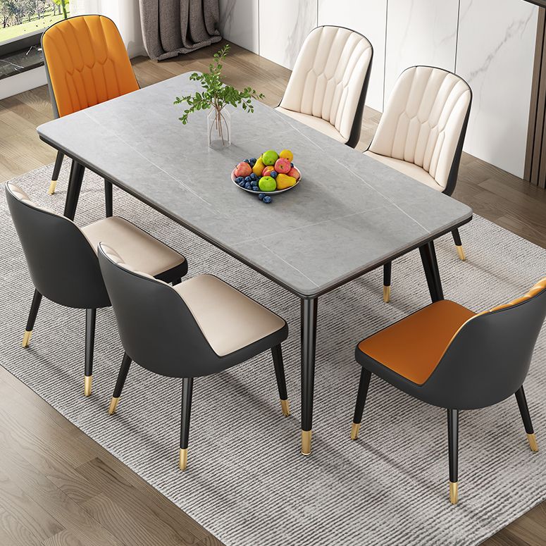 Mesa de comedor de piedra sinterizada Estilo de lujo 4 patas Mesa de rectángulo base para el hogar