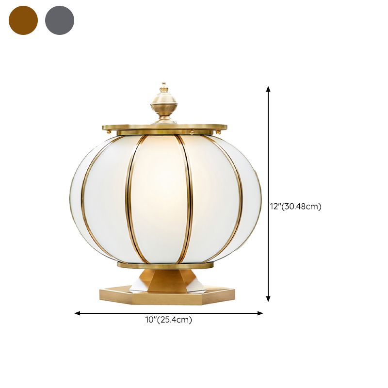 Round Shape Metal Solar Pillar Lamp Modern Style 1 Light Outdoor Light