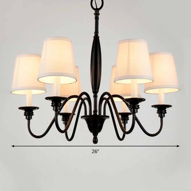 Sputnik metalen kroonluchter verlichting modernistische 6/8 koppen hangende plafondlamp in zwart met kegelstofschaduw