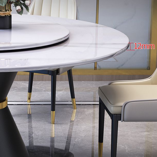 Modern Turntable Dinner Table Stainless Steel Base Stone Dining Table for Home
