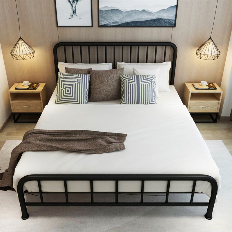 Metal Standard Bed Open-Frame Headboard Bed with Custom Legs