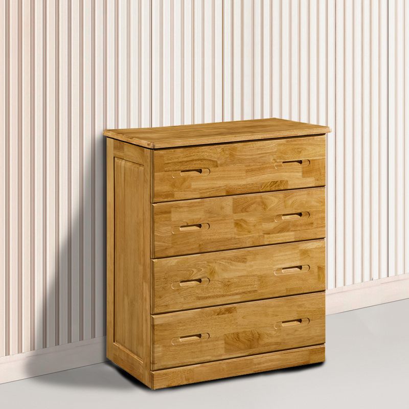 Contemporary Bedroom Storage Chest Rubber Wood Vertical Chest with Drawers