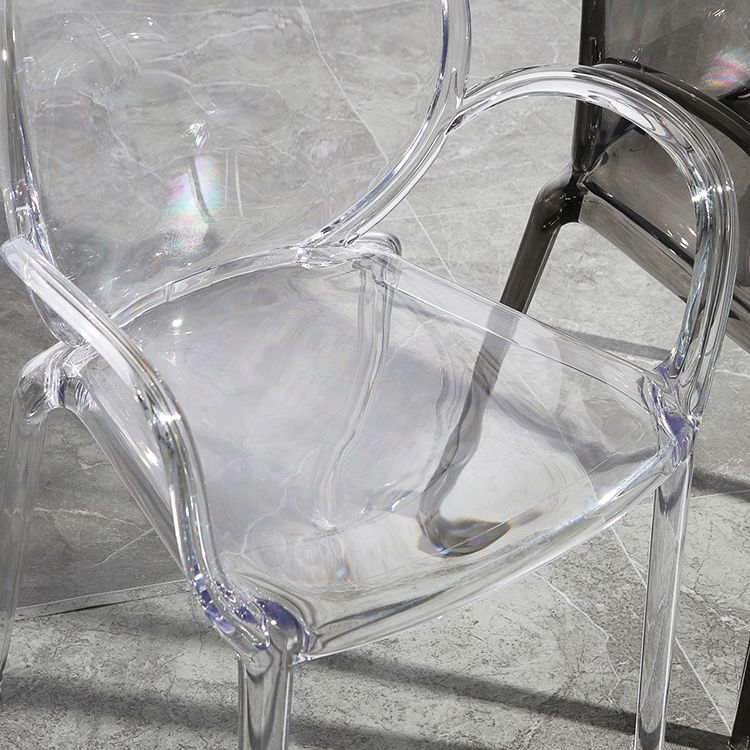 Modern Simple Arm Chair Plastic Base Stackable Dining Chair for Kitchen