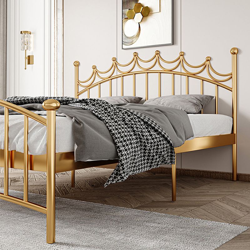 84.65 inch Wide Contemporary Bed Frame Metal Slat Bed with Headboard