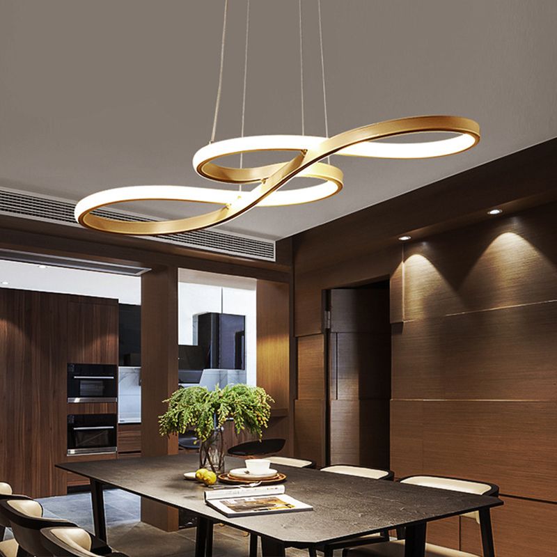 Contemporary Style Minimalist LED Line Light Lightweight Aluminum Hanging Light Fixture for Living Room