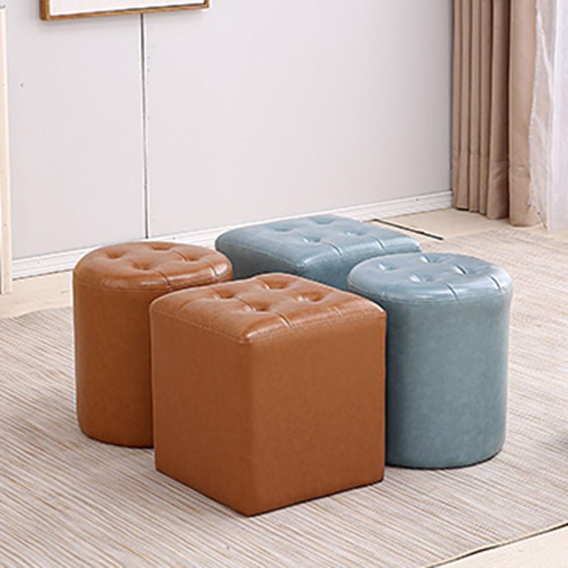 Modern Leather Pouf Water Resistant Square Pouf for Living Room