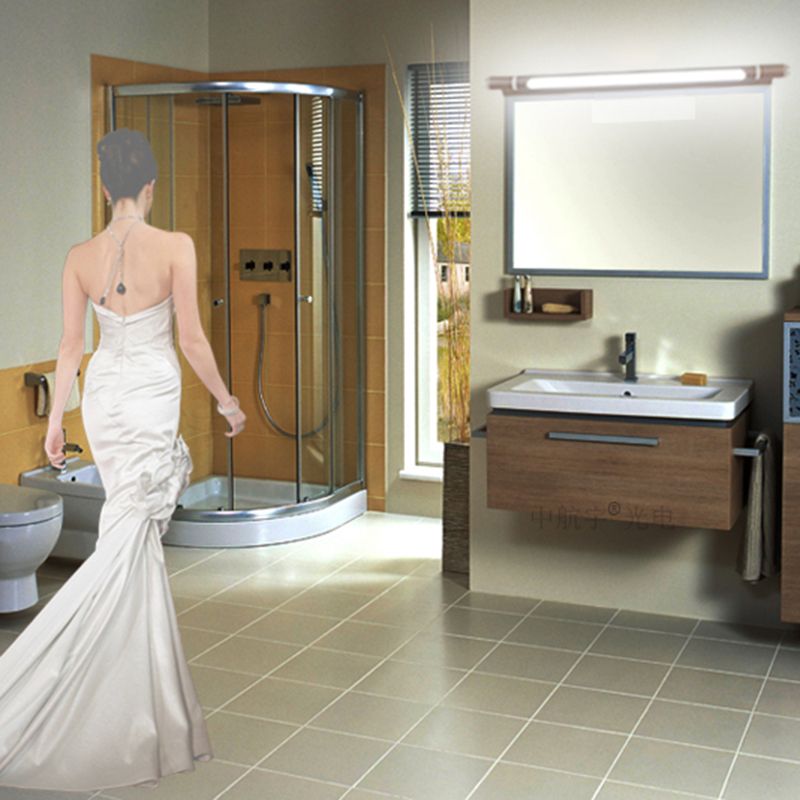 Silver Aluminum Wall Mount Lamp Contemporary Vanity Wall Light Sconces for Bathroom