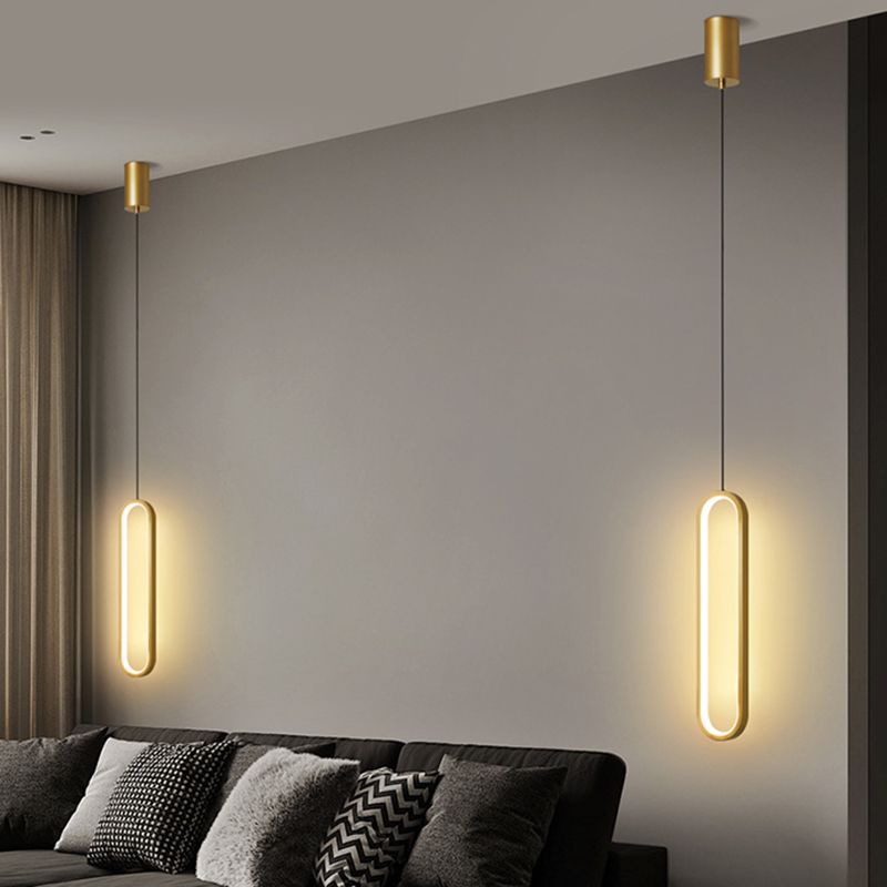 Linear Shape Metal Pendant Light Modern Style 1-Light Hanging Lamp