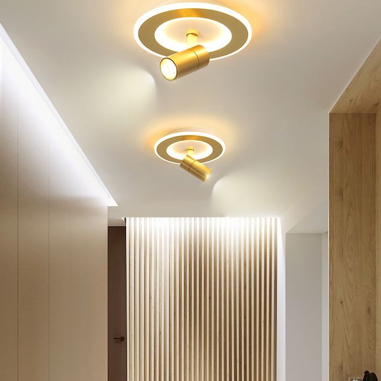 Montaje semi descarte LED de 1 luces en moderna luz de techo interior de metal de estilo conciso en oro