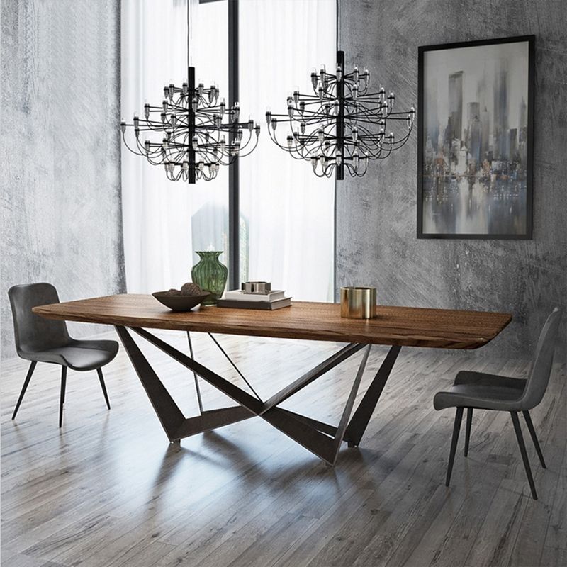 Industrial Style Rectangle Dining Table Wood Table with Metal Legs for Home