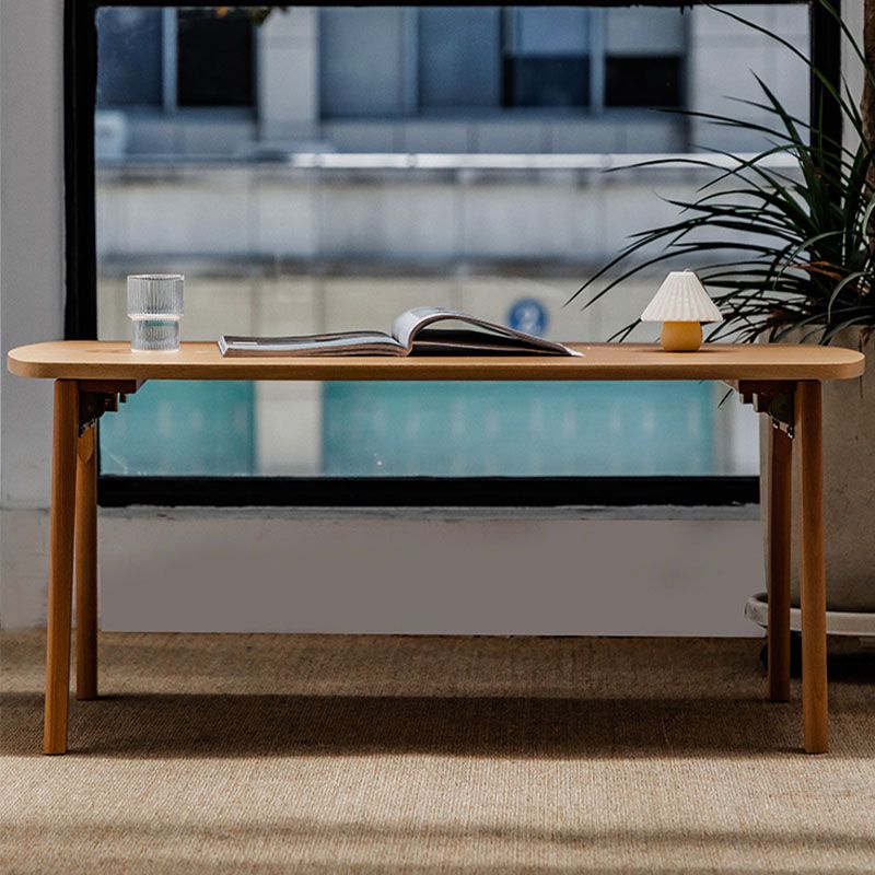 Wooden 4 Legs Cocktail Table Modern Rectangular Coffee Table for Living Room