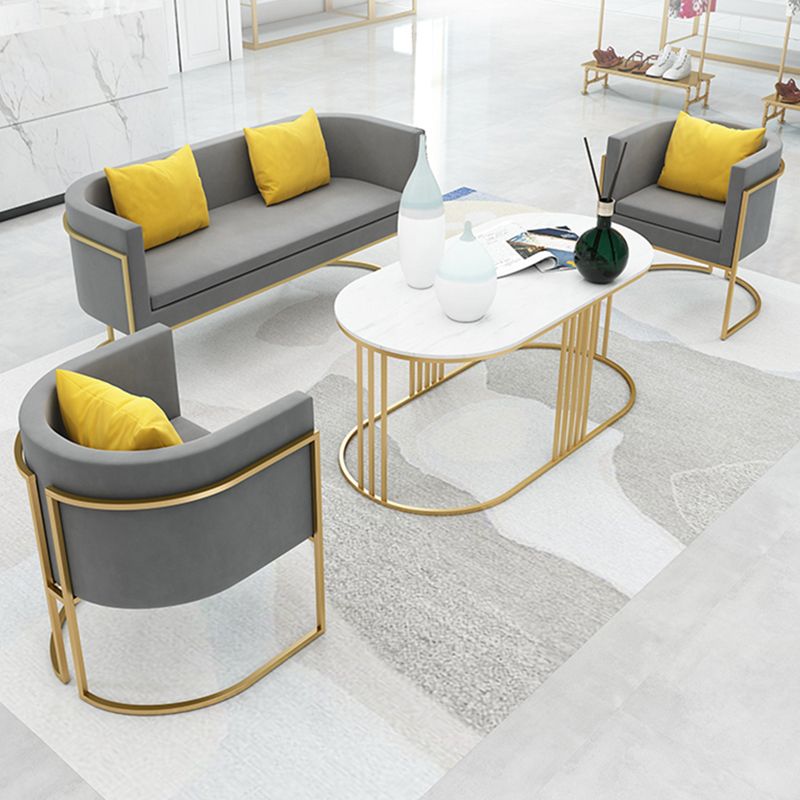 Modern Tuxed Back Sofa with Golden Base and Tight Back for Living Room
