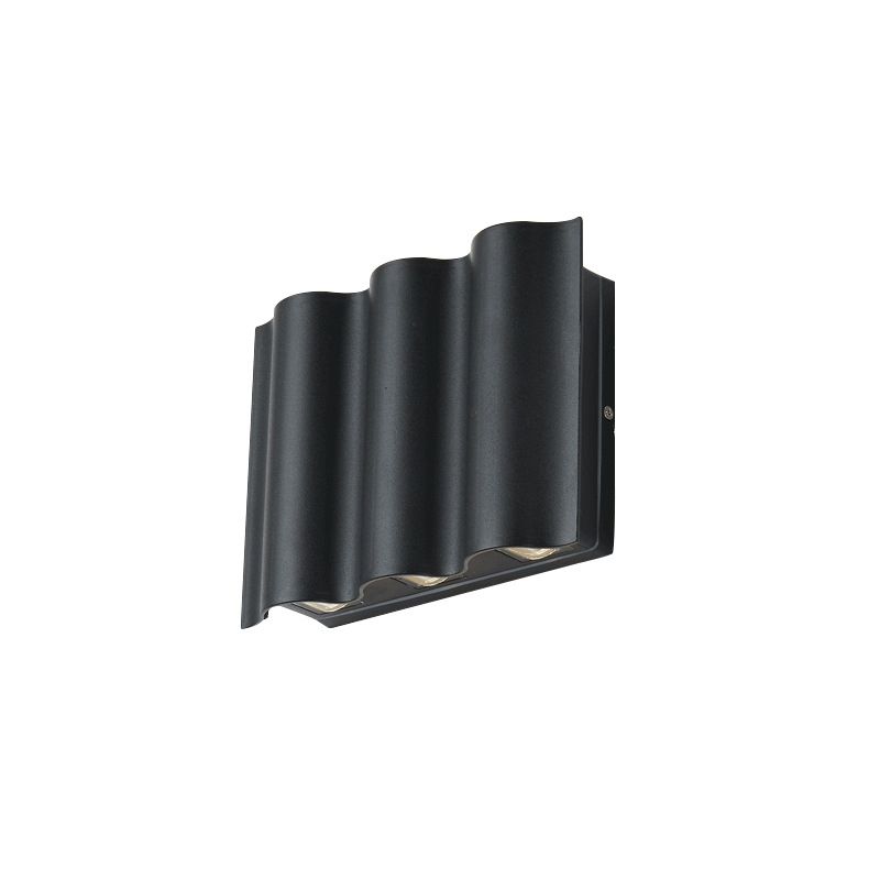 Black Rectangular Outdoor LED Wall Lamp in Modern Creative Style Aluminium Waterproof Wall Sconce