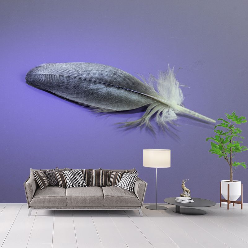 Minimalism Style Feather Mural Decal Water Resistant Wall Decor for Gust Room
