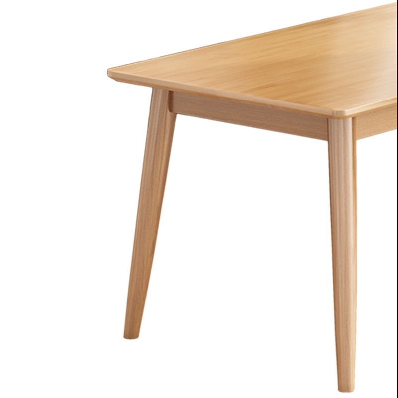 Rectangle 4 Legs Modern Dining Table Wood Color Fixed Table of Solid Wood