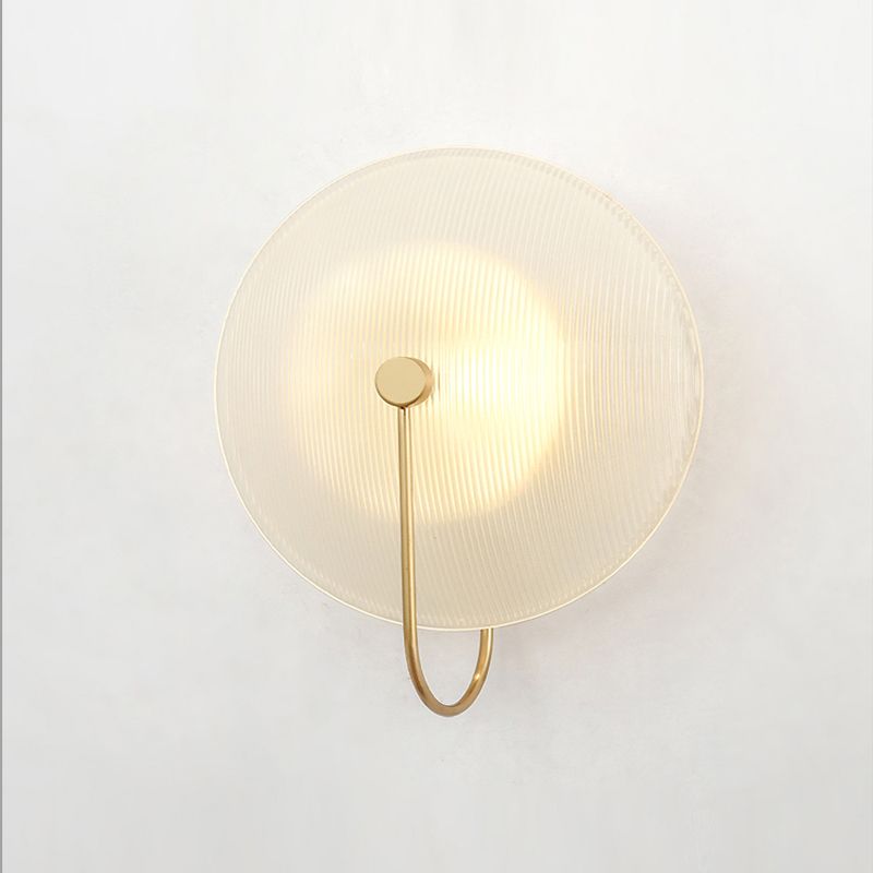 Round Sconce Light Fixtures Modern 1-Light Wall Mounted Lamp with Grass Shade