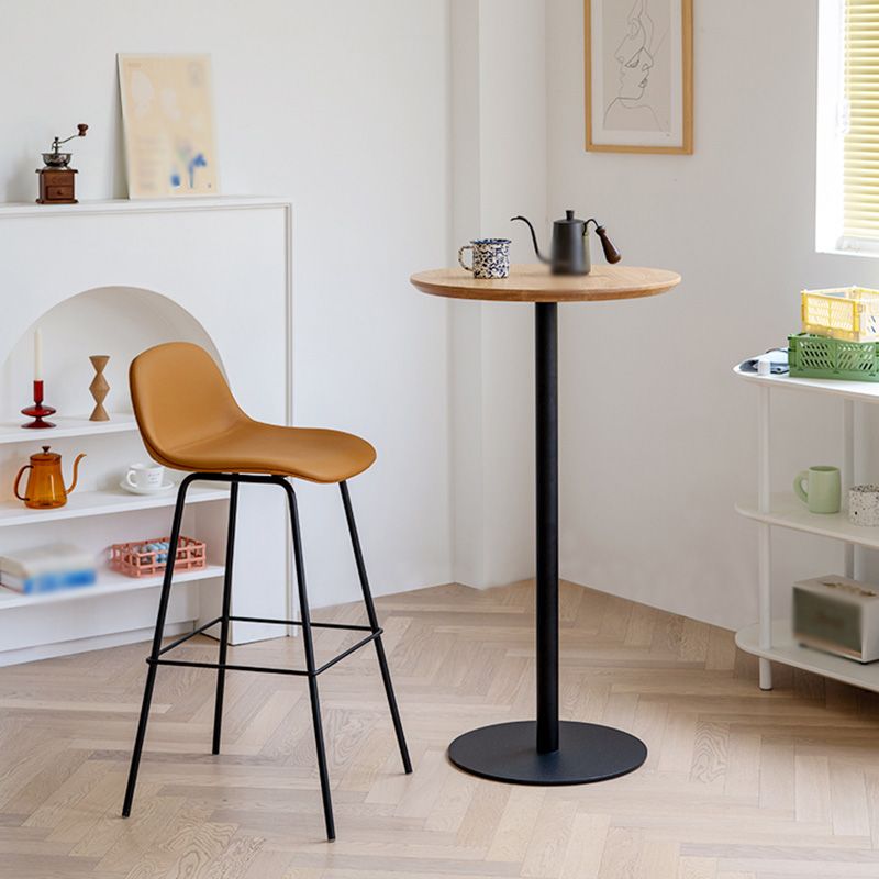 Taburete contemporáneo de la barra de mostrador taburete de respaldo de cuero con reposapiés