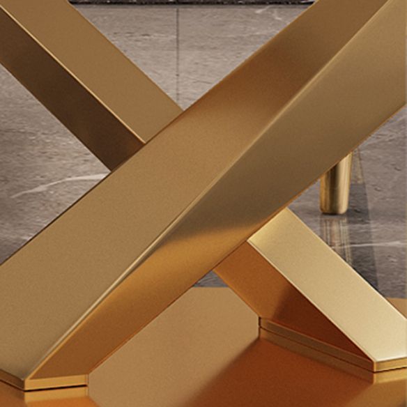 Modern Rectangle Sintered Stone Dining Table for 4/6 with Metal Base Dining Set for Restaurant