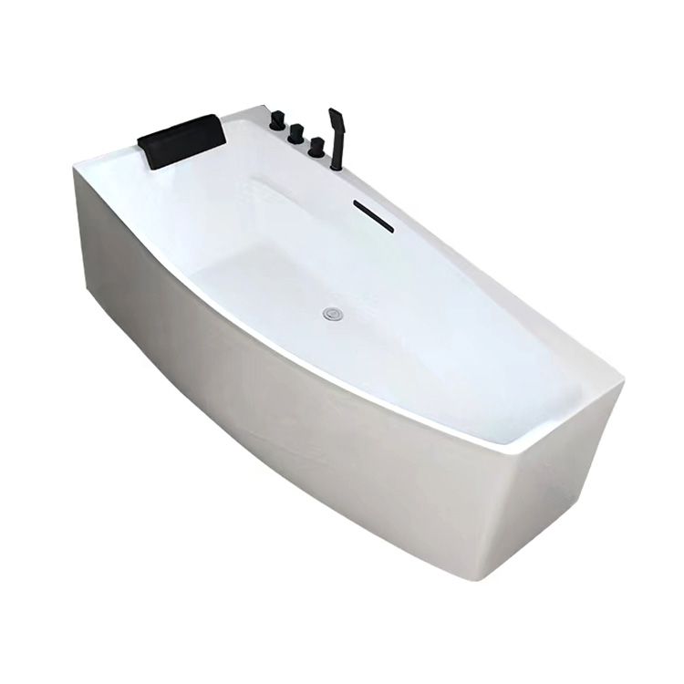 Modern Corner Acrylic Bathtub Soaking White Back to Wall Bath