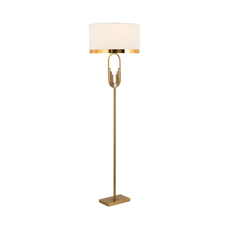 Lampada del pavimento del tamburo in tessuto Vintage Bulb Soggiorno in piedi in ottone