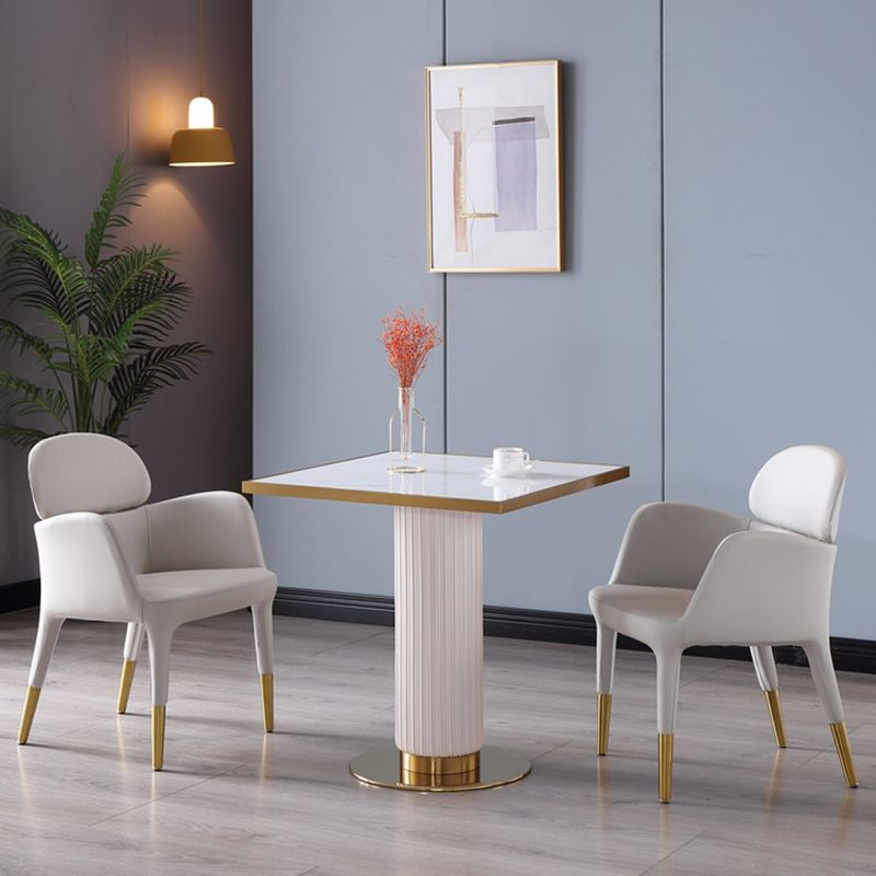 Metal Traditional Luxury Dining Table Sintered Stone Dining Table with Pedestal