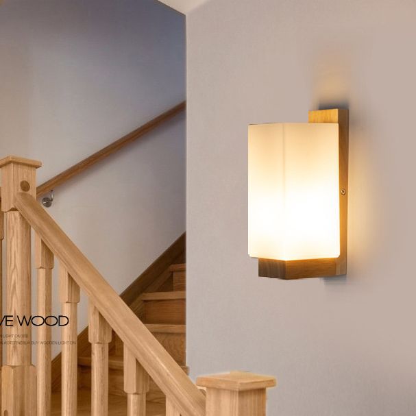 Wit rechthoekige wand sconce verlichting moderne stijl glazen wand gemonteerd verlichtingsarmatuur