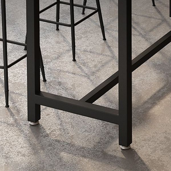 Modern Brown Wood Bistro Table with Rectangle Table Top Black Trestle Table 42'' H