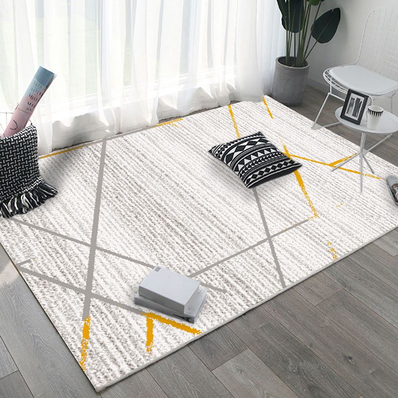 Blue Modern Area Carpet Geometric Print Area Rug Polyester Non-Slip Backing Rug for Home Decor