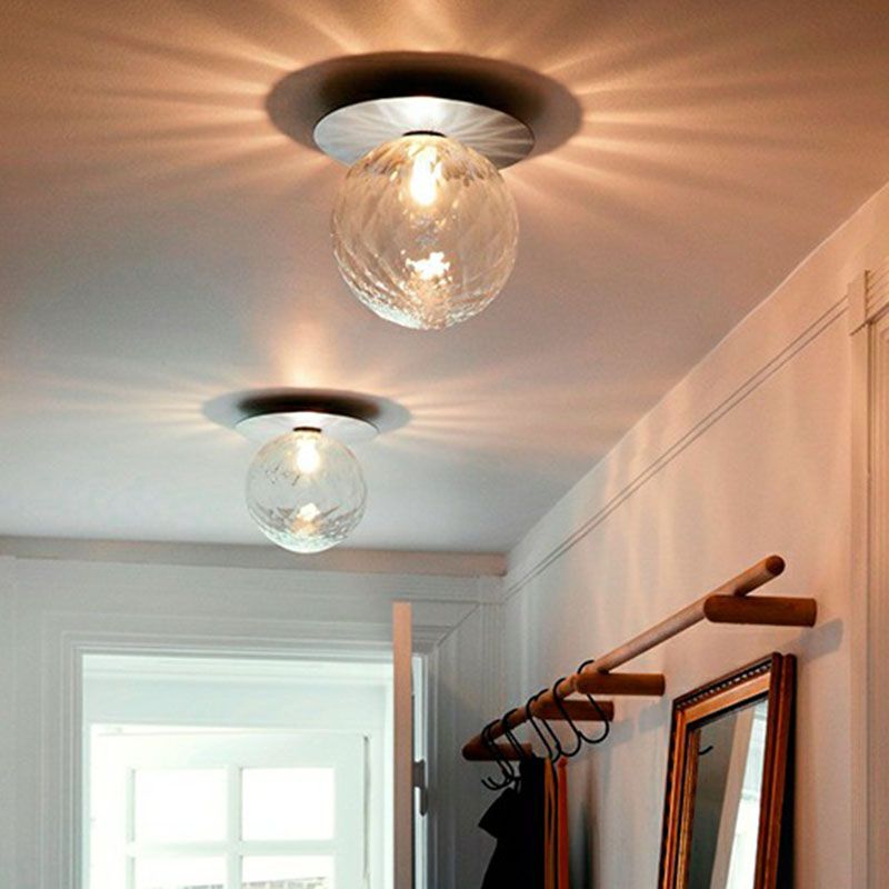 1 Glühbirnen -Gang Deckenlampe moderne Halbflush -Halterung mit Kugelglasschatten