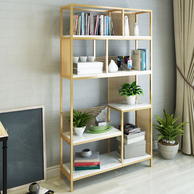 11.81" W Glam Antique Finish Shelf Bookcase Etagere Metal Bookshelf
