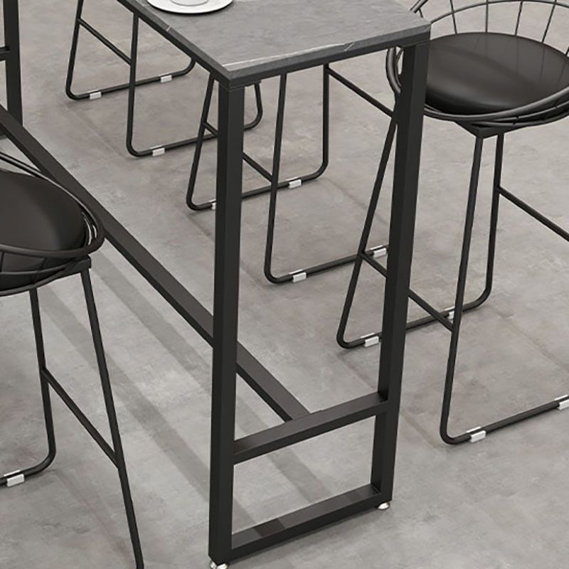 Industrial Rectangle Top Counter Table Marble Top 42-inch Height Bar Table