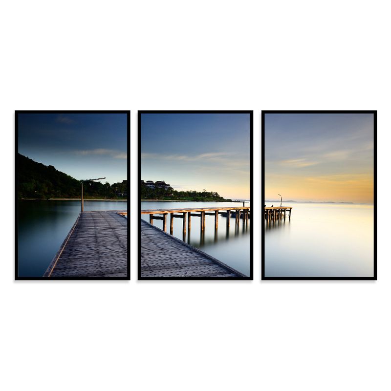 Bridge Scenery Canvas Print Multi-Piece Modern Style for Girls Bedroom Painting, Set of Three