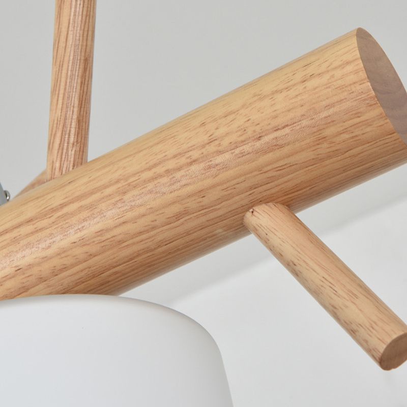 Modern Style Cylinder Shade Island Pendants 2-Lights Wood Pendant Lights for Dining Room