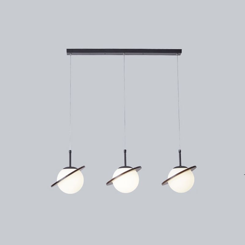 Houten hangende verlichtingsarmaturen Globe Noordse suspensielamp met witte glazen schaduw