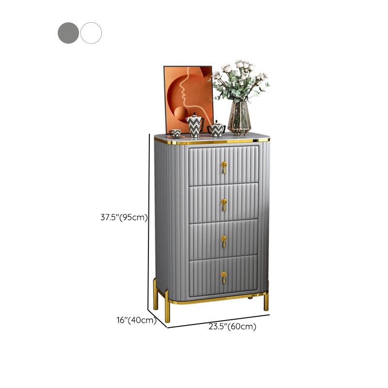 Glam Vertical Stone Storage Chest Bedroom Chest with Drawers