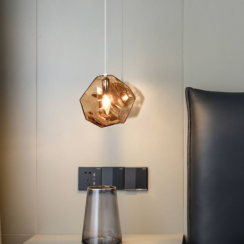 Diamant en verre petit pendentif moderniste suspendu luminaire pour chambre à coucher