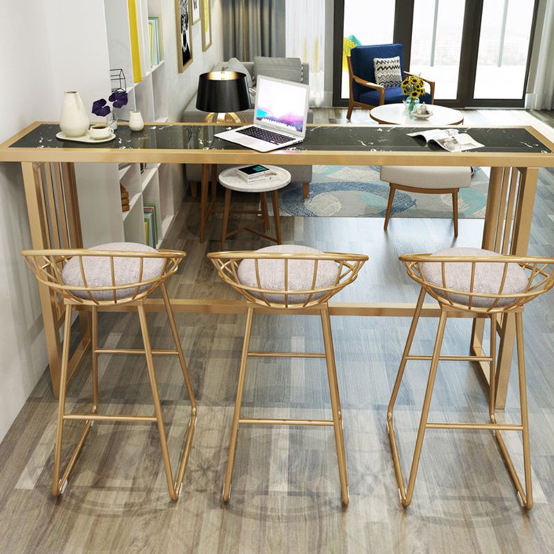 Modern Bar Height Table Faux Marble Top Bistro Table with Gold Base