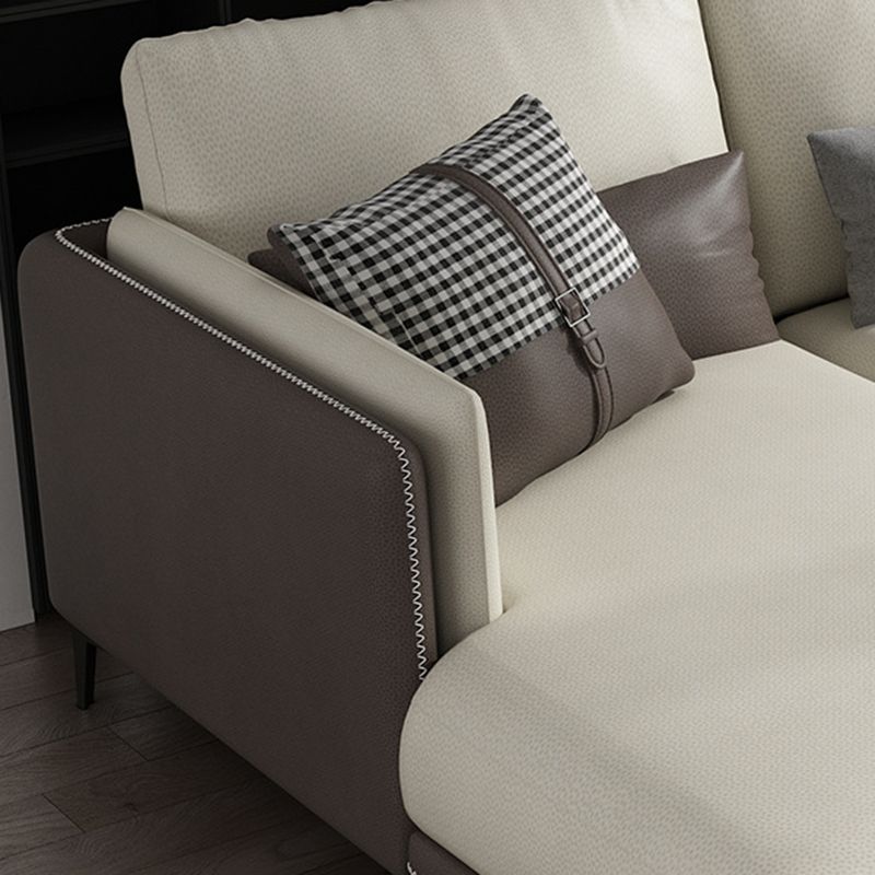 Braccio incasso contemporaneo sezionale divano in finta pelle resistente alle macchie con cuscino