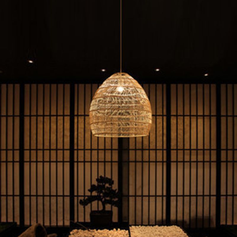 Modern Hand-Woven Suspension Pendant Light Rattan 1 Light Pendant