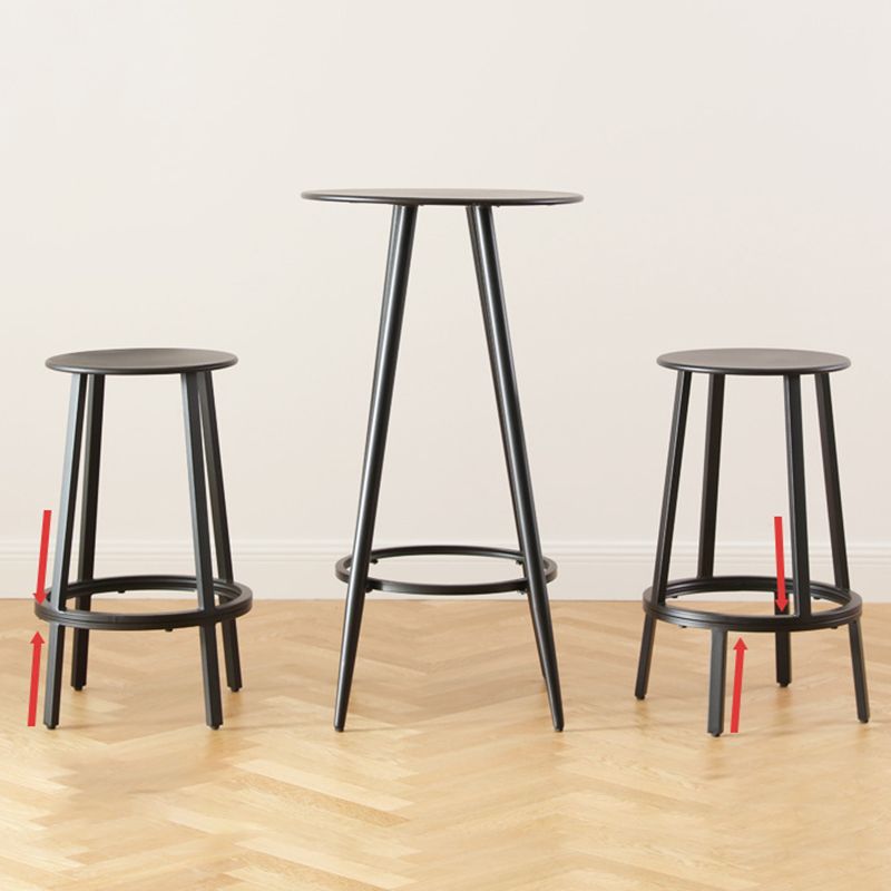 1/2/3 Pieces Industrial Round Bar Table Set Iron Bistro Set with Footrest