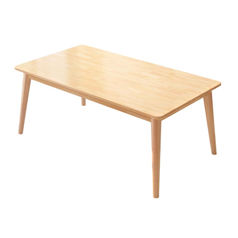 Modern Natural Rectangular Rubberwood Dining Table with 4 Legs