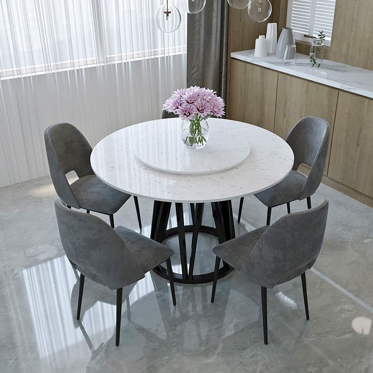 Glam 1/2/6/7 Pieces Dining Set Round Stone Dining Table for Dining Room